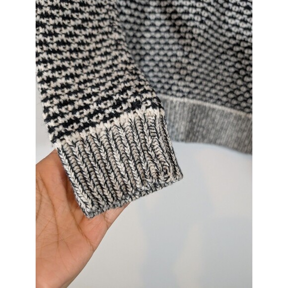 Anthropologie Sparrow Women Wool Blend Knit Sweater Black Sz S White Crew Neck - Picture 4 of 7